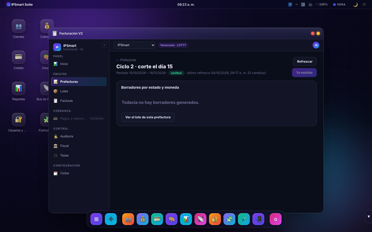 Pantalla: Detalle de la prefactura