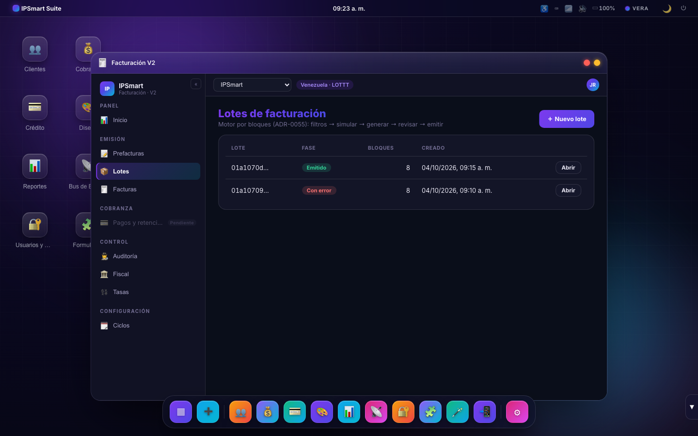 Pantalla: Lotes