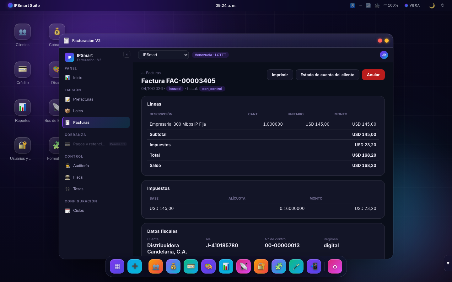 Pantalla: Ficha de la factura